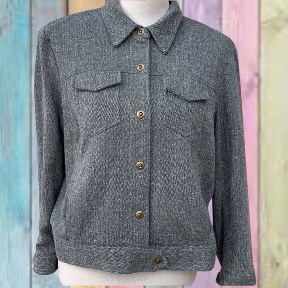 Liz Claiborne Jackets & Blazers - Liz Claiborne Charcoal Gray Lined Collar Jacket